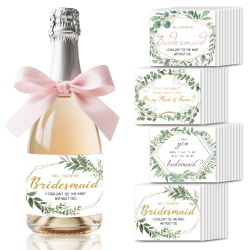 SUPERDANT 40 Stück Weinetiketten Für Flaschen Mit Der Aufschrift Willst Du Meine Brautjungfer Sein Hochzeitsetiketten Weinflaschenetikettenaufkleber Champagneretiketten Für Brautjungfernpartys von SUPERDANT
