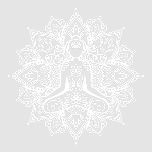 SUPERDANT Weißer Mandala Wandaufkleber Dekor Lotus Yoga Raum Religionen Wandaufkleber Geschnitzt Schlafzimmer Wohnzimmer Yoga Raum Dekor 58 x 30 cm von SUPERDANT