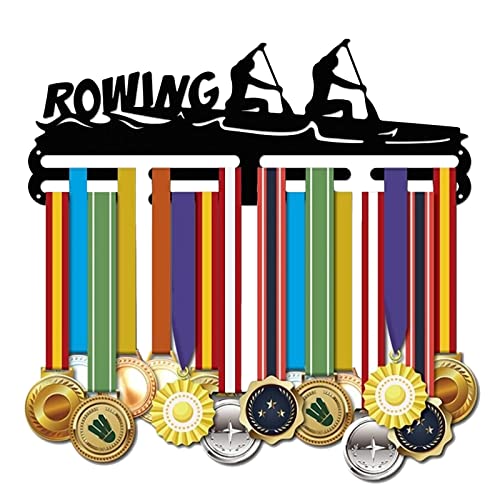 SUPERDANT Wettkampf Medaillenhalter Eisenbootrennen Thema Medaillen Display Rahmen Motivierendes Wort „Rowing“ Eisen Medaillen Haken Für Wettkampf Medaillenhalter Display Wandbehang 40x15cm von SUPERDANT