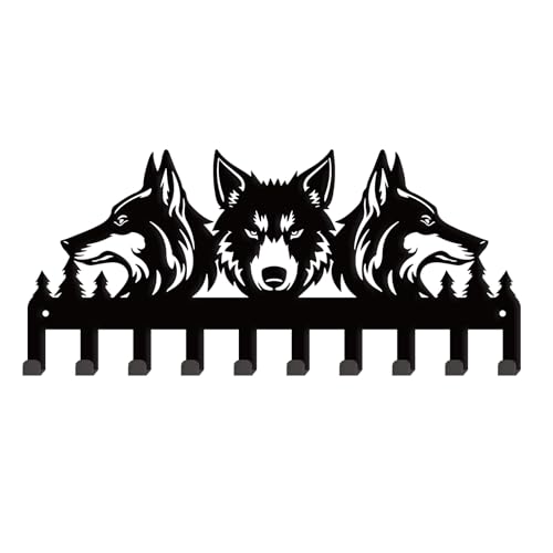 SUPERDANT Wolf Metall Schlüsselhalter Wolfstier Wald Dekorativ 10 Haken Schlüsselregal Organizer Wandgarderobe Zum Aufhängen von Hut Tasche Handtuch Personalisierter Schlüsselaufhänger Für Wandtür von SUPERDANT