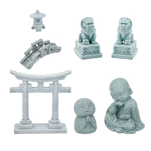 SUPERFIDINGS 7 Stile Pagode Löwe Gartenstatue Japanische Pagode Torii Tor Stein Fußgängerbrücke Figuren Für Landschaft Balkon Garten Terrasse Veranda Hof Kunst Ornament von SUPERFINDINGS