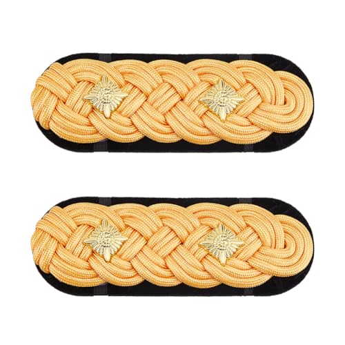 SUPERFINDINGS 1 Paar Epauletten Schulterzopf Schulterbretter 14.3x5.2cm Goldkordel Epauletten Aus Polyester Epaulettenbretter Für Militäruniform Kostüm Cosplay von SUPERFINDINGS