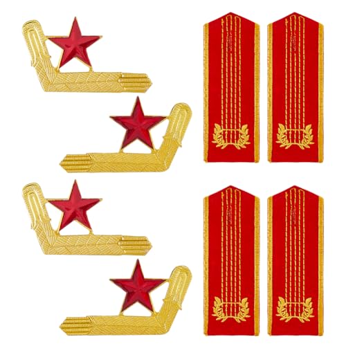 SUPERFINDINGS 1 Paar Uniform Epauletten Und 1 Paar Kragennadeln. Rote Kapitän Uniform Epauletten Schulterklappen Epauletten Schulterklappen Für Uniform Performance Kostüm SUPERFINDINGS 1 Paar Uniform Epauletten Und 1 Paar Kragennadeln. Rote Kapitän Uniform Epauletten Schulterklappen Epauletten Schulterklappen Für Uniform Performance Kostüm von SUPERFINDINGS