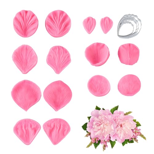 SUPERFINDINGS 1 Sets Hibiskusblüten Silikonformen Mit Schneide Rahmenformen Zum Backen Pfingstrosen Ausstecher Set Und Veiner Für Zuckerpaste Blumen Backwerkzeug Für Fondant Schokolade von SUPERFINDINGS