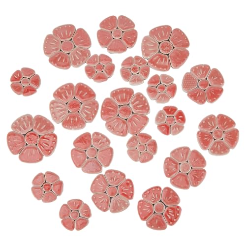 SUPERFINDINGS 1.1LB/Über 31 Stück Blumen Keramik Mosaikfliesen DIY Kreative Keramik-Mosaikfliesen Glasierte Porzellanstücke Für Blumentöpfe, Vasen, Tassen, Mosaikzubehör, Kunst, Heimdekoration von SUPERFINDINGS