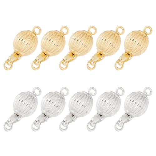 SUPERFINDINGS 10 Stück 2 Farben Messing Schmuckverschlüsse Gold Geriffelte Kugelverschlüsse Laternen Sicherheitsverschluss Silber Gewellte Runde Perlenverschluss Verwendung Mit Perlensträngen SUPERFINDINGS 10 Stück 2 Farben Messing Schmuckverschlüsse Gold Geriffelte Kugelverschlüsse Laternen Sicherheitsverschluss Silber Gewellte Runde Perlenverschluss Verwendung Mit Perlensträngen von SUPERFINDINGS