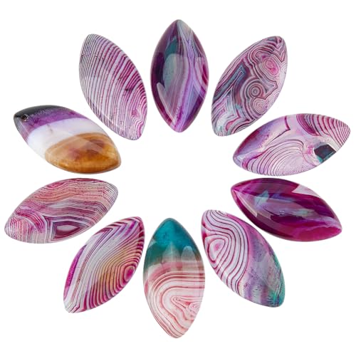 SUPERFINDINGS 10 Stück Natürlicher Edelstein Cabochon Kristallquarz Achat Cabochon Gefärbtes Pferdeauge Flache Rückseite Stein Cabochon Für Armbänder Ohrringe Schmuckherstellung Handwerk Indigo von SUPERFINDINGS