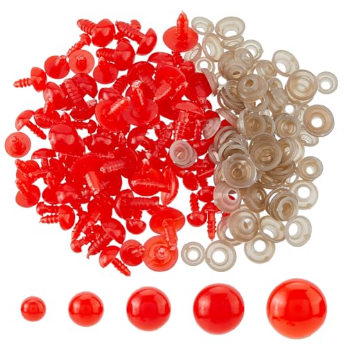 SUPERFINDINGS 100 Stück Sicherheitsaugen in 5 Größen, 6 mm ~ 13,5 mm, Häkelaugen mit Unterlegscheiben, Kunststoff, Stofftieraugen für DIY, Puppenbär, Plüschtier, Amigurumi SUPERFINDINGS 100 Stück Sicherheitsaugen in 5 Größen, 6 mm ~ 13,5 mm, Häkelaugen mit Unterlegscheiben, Kunststoff, Stofftieraugen für DIY, Puppenbär, Plüschtier, Amigurumi von SUPERFINDINGS