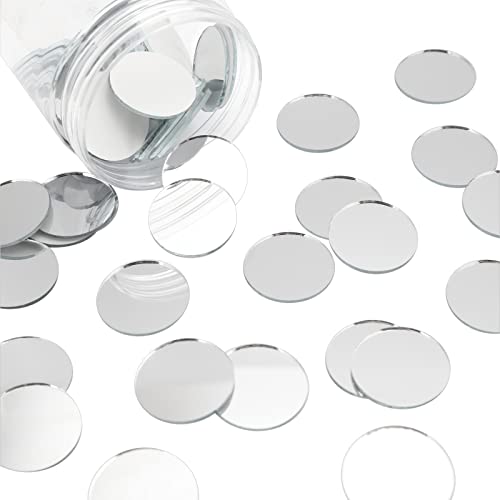 SUPERFINDINGS 100PCS Mini Circle Spiegelfliesen Weiß Winziger runder Glasspiegel für Kunsthandwerksprojekte Reisende Rahmendekoration 30x15mm von SUPERFINDINGS