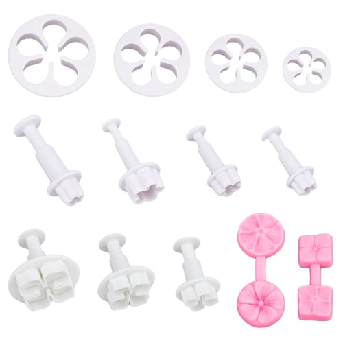 SUPERFINDINGS 13 Teiliges Blumen Ton Ausstecher Set Silikon Ton Modellierwerkzeug Kunststoff Polymer Blütenblatt Ausstecher Fondant Kuchen Kekse Plunger Blütenblatt Pressform von SUPERFINDINGS