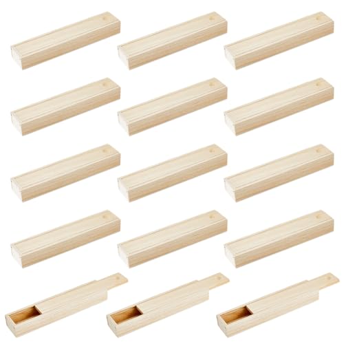 SUPERFINDINGS 15 Stück Holzkiste Mit Schiebedeckel 9.09x1.9(1)cm Unlackierte Holz Aufbewahrungsbox Kleine Holzkiste Schmuck Aufbewahrungsbox Mit Schiebedeckel von SUPERFINDINGS