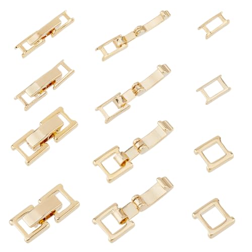 SUPERFINDINGS 16 Sets 4 Stile Messing Faltverschlüsse für Halsketten Armbänder 24K vergoldet Verlängerungen Langlebige Vergoldete Schmuckverschlüsse Uhrenarmband Verschlüsse von SUPERFINDINGS