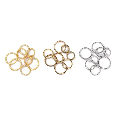 SUPERFINDINGS 180 Stück 9 Stil Doppelloch Perlen Rundrahmen Legierungs Kreis Perlenrahmen 2 Loch Ringe Für Die Schmuckherstellung Runder Perlenrahmen von SUPERFINDINGS