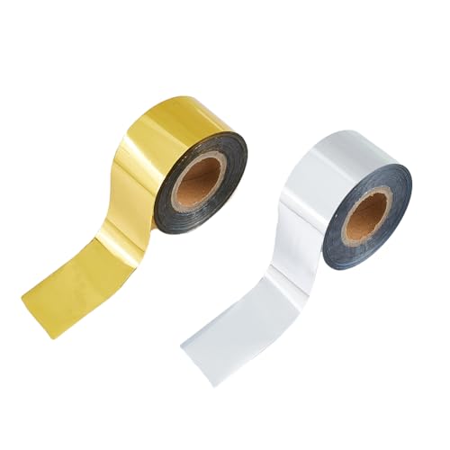 SUPERFINDINGS 2 Rolle 2 Farben Heißprägefolienpapier 394 Zoll PU Wärmeübertragung Eloxiertes Vergoldetes Papier 1.18" Breite Toner Reaktivfolienrolle Für Bastelarbeiten Scrapbooking von SUPERFINDINGS