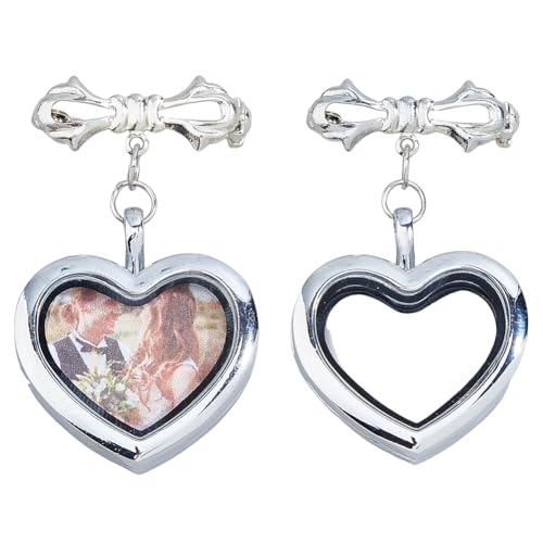 SUPERFINDINGS 2 Stück Hochzeitsstrauß Foto Charm Bouquet Foto Medaillon Charms Herz Braut Broschen Silber Fliege Hochzeit Gedenkbroschen Pins Messing Rahmen Pin SUPERFINDINGS 2 Stück Hochzeitsstrauß Foto Charm Bouquet Foto Medaillon Charms Herz Braut Broschen Silber Fliege Hochzeit Gedenkbroschen Pins Messing Rahmen Pin von SUPERFINDINGS