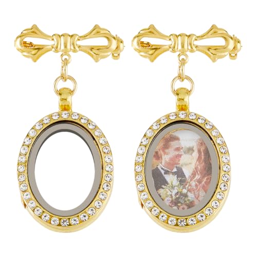 SUPERFINDINGS 2 Stück Hochzeitsstrauß Foto Charm Bouquet Foto Medaillon Charms Messing Braut Broschen Gold Fliege Hochzeit Gedenkbroschen Pins Oval Rahmen Pin SUPERFINDINGS 2 Stück Hochzeitsstrauß Foto Charm Bouquet Foto Medaillon Charms Messing Braut Broschen Gold Fliege Hochzeit Gedenkbroschen Pins Oval Rahmen Pin von SUPERFINDINGS