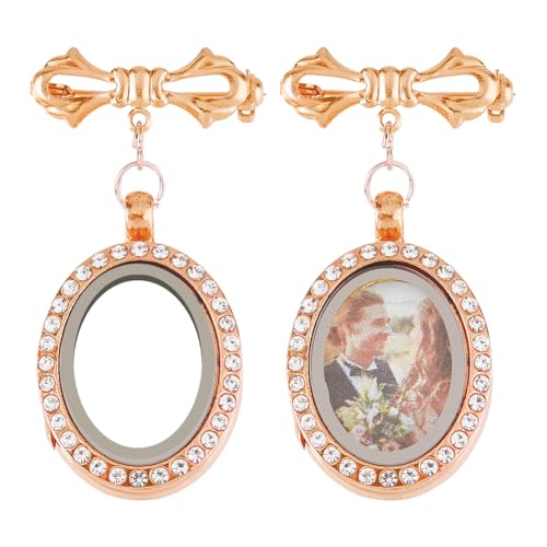 SUPERFINDINGS 2 Stück Hochzeitsstrauß Foto Charm Bouquet Foto Medaillon Charms Messing Braut Broschen Roségold Fliege Hochzeit Gedenkbroschen Pins Oval Rahmen SUPERFINDINGS 2 Stück Hochzeitsstrauß Foto Charm Bouquet Foto Medaillon Charms Messing Braut Broschen Roségold Fliege Hochzeit Gedenkbroschen Pins Oval Rahmen von SUPERFINDINGS