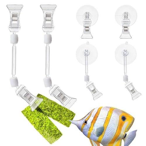 SUPERFINDINGS 2 Teiliger Algen Clip Veggie Futter Clip Mit 4 Teiligem Pflanzen Saugnapf Mit Clip Futterhalter Clip Für Aquarium Zubehör von SUPERFINDINGS