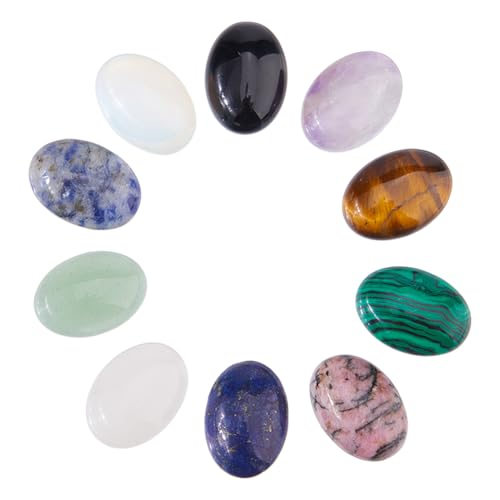 SUPERFINDINGS 20 Stück 10 Stile Ovale Gemischte Edelstein Cabochons Halbedelsteine 18x13mm Natürlicher Synthetischer Kristallquarz Achat Cabochon Gefärbter Flatback Stein Cabochon SUPERFINDINGS 20 Stück 10 Stile Ovale Gemischte Edelstein Cabochons Halbedelsteine 18x13mm Natürlicher Synthetischer Kristallquarz Achat Cabochon Gefärbter Flatback Stein Cabochon von SUPERFINDINGS