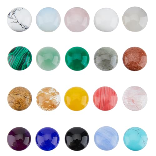 SUPERFINDINGS 20 Stück Edelstein Cabochons 20 Stile Flache Runde Cabochons 1.8cm Kristallquarzstein Synthetischer Stein Für Die Schmuckherstellung SUPERFINDINGS 20 Stück Edelstein Cabochons 20 Stile Flache Runde Cabochons 1.8cm Kristallquarzstein Synthetischer Stein Für Die Schmuckherstellung von SUPERFINDINGS