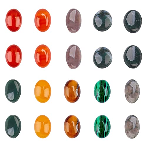 SUPERFINDINGS 20Pcs 10Materialien Ovale Cabochons Aus Natürlichem Und Synthetischem Edelstein Gemischte Cabochons Flachem Rücken Für Die Schmuckherstellung von Halsketten 18x13x6.5~8mm SUPERFINDINGS 20Pcs 10Materialien Ovale Cabochons Aus Natürlichem Und Synthetischem Edelstein Gemischte Cabochons Flachem Rücken Für Die Schmuckherstellung von Halsketten 18x13x6.5~8mm von SUPERFINDINGS