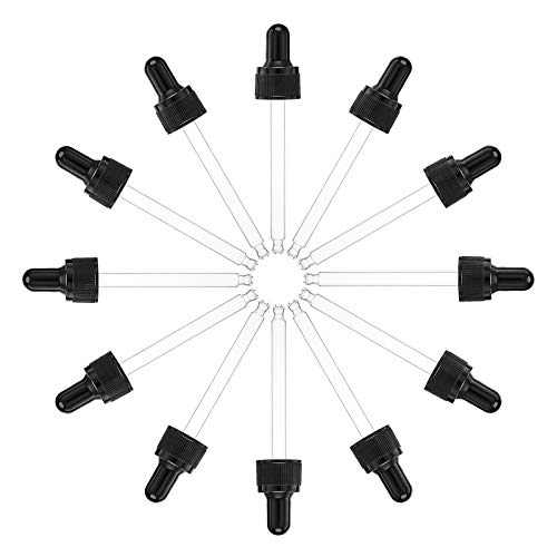 SUPERFINDINGS 24 Stück Glastropfen 50 ml Glastropfen Mit Gerader Spitze Mit Gummibirne Und Schraubverschluss Für Tropfflaschen Mit Ätherischen Glasölen von SUPERFINDINGS