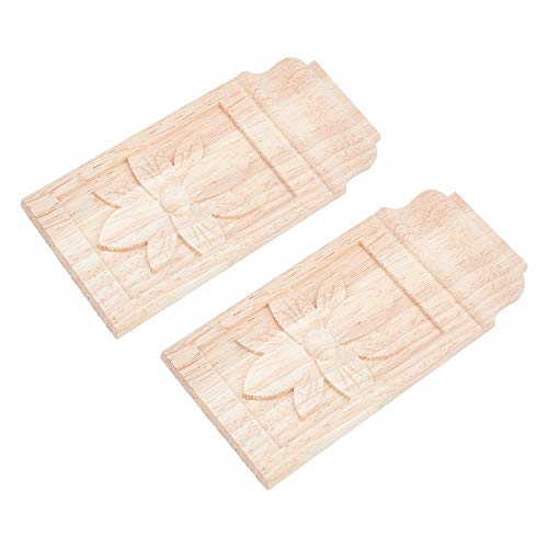 SUPERFINDINGS 2Stk Holz Geschnitzte Applique Frame Onlay Unlackierte Möbel Dekoration Rechteck Muster Für Home Door Cabinet Decoration 160x80x7.5mm von SUPERFINDINGS