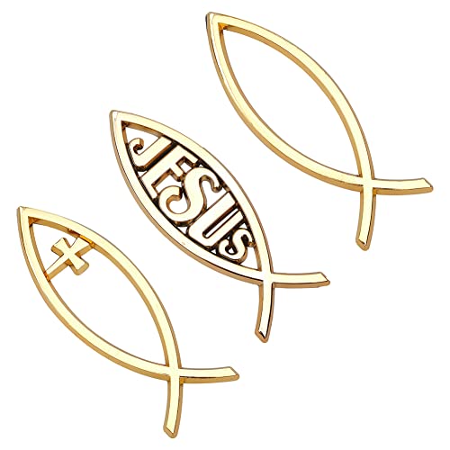 SUPERFINDINGS 3 Stück 3 Stile ABS Kunststoff Jesus Fisch Aufkleber Aufkleber Gold 3D Auto Aufkleber Emblem Aufkleber Kunststoff Auto Emblem Für Jesus Christian Fish Symbol SUPERFINDINGS 3 Stück 3 Stile ABS Kunststoff Jesus Fisch Aufkleber Aufkleber Gold 3D Auto Aufkleber Emblem Aufkleber Kunststoff Auto Emblem Für Jesus Christian Fish Symbol von SUPERFINDINGS