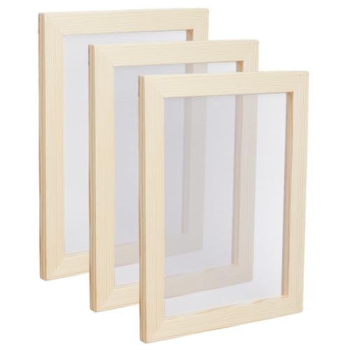 SUPERFINDINGS 3 Stück Holz Papierherstellungsrahmen 18.1x15.1cm Siebwerkzeuge Blanchiertesmandelholz Papierherstellung Antikes Rechteck Papierherstellungsformen Rahmen Für DIY Handwerk von SUPERFINDINGS