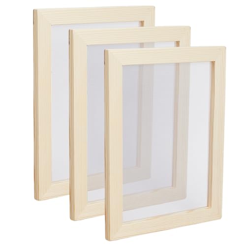 SUPERFINDINGS 3 Stück Holzrahmen Für Die Papierherstellung 30x20.1cm Siebwerkzeuge Blanchiertesmandelholz Für Die Papierherstellung Antikes Rechteck Für Die Papierherstellung Formen Rahmen von SUPERFINDINGS
