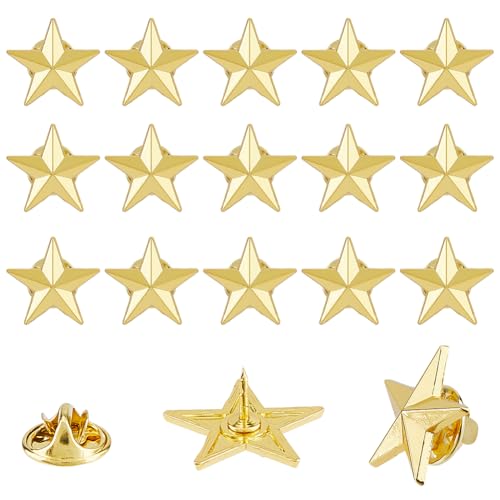 SUPERFINDINGS 30 Stück Anstecknadel Mit Stern 0.78mm Militär Auszeichnungsnadeln Goldene Pentagramm Brosche Aus Legierung Anstecknadel Für Rucksack Memorial Day Für Männer Labor Day Kostüm von SUPERFINDINGS