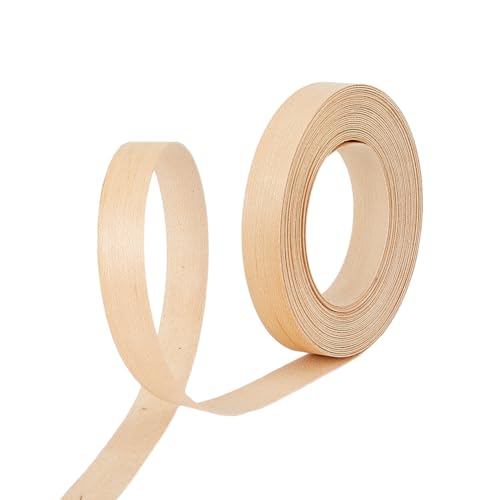 SUPERFINDINGS 32 Fuß Rolle Holzfurnierkantenstreifen Vorgeklebtes Navajo Weißes Sperrholzkantenstreifen Flexibles Holzband Lange Dünne Echtholzstreifen Für Schrankmöbel von SUPERFINDINGS