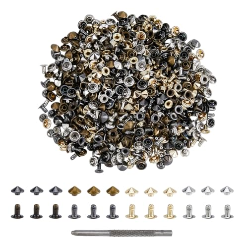 SUPERFINDINGS 320 Satz Kegelnieten Messing Kleidernieten 4 Farben Ledernieten Mit Lederhandwerksstanze Doppelkappennieten Für DIY Lederhandwerk Reparaturen Dekoration SUPERFINDINGS 320 Satz Kegelnieten Messing Kleidernieten 4 Farben Ledernieten Mit Lederhandwerksstanze Doppelkappennieten Für DIY Lederhandwerk Reparaturen Dekoration von SUPERFINDINGS