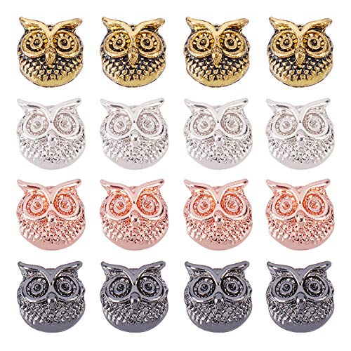 SUPERFINDINGS 32pcs 4 Farben 11x11x9mm Legierungsperlen Im Tibetischen Stil Spacer Beads Owl Head Beads Connector Charm Perlen Für DIY Armbänder Halsketten Schmuckherstellung von SUPERFINDINGS