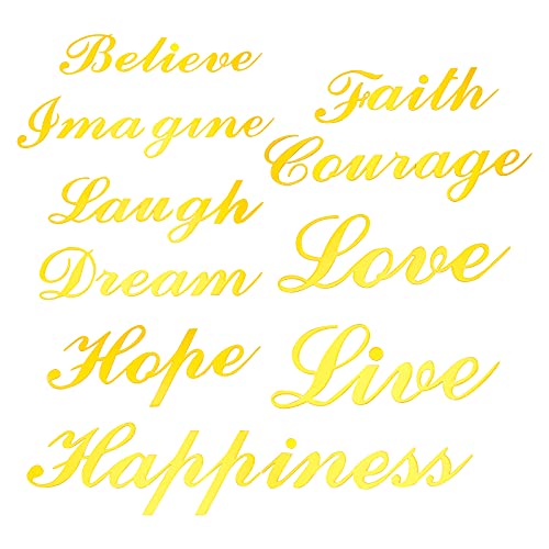 SUPERFINDINGS 37Stk 10 Stile Gold Acrylspiegel Wandaufkleber Mit Kleberück Word Love Live Laugh Wandaufkleber Für Home Office School Teen Wohnheim Raumspiegel Wanddekoration von SUPERFINDINGS