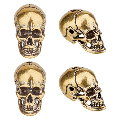 SUPERFINDINGS 4 STÜCK Goldene Totenkopf Abstandsperle Im Tibetischen Stil Messingperlen Europäische Totenkopfperlen Mit Großem Loch Für Halsketten Armbänder Schmuckherstellung DIY Bohrung: 2.5mm SUPERFINDINGS 4 STÜCK Goldene Totenkopf Abstandsperle Im Tibetischen Stil Messingperlen Europäische Totenkopfperlen Mit Großem Loch Für Halsketten Armbänder Schmuckherstellung DIY Bohrung: 2.5mm von SUPERFINDINGS