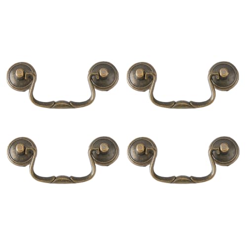 SUPERFINDINGS 4 Sets 3.6 Zoll Vintage Bügelgriffe Antik Bronze Möbelbeschläge Bügelgriff Legierung von Mitte Zu Mitte Drop Cabinet Schubladengriff Für Küchenschrank Nachttischschrank von SUPERFINDINGS