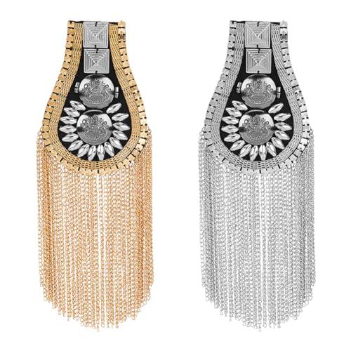 SUPERFINDINGS 4 Stück 2 Farben Mode Quaste Epauletten Metall Punk Schulterabzeichen Abnehmbare Goldene Epaulet Schulterdekoration Fixiert Durch Pin Für Jacken Punk Fransen SUPERFINDINGS 4 Stück 2 Farben Mode Quaste Epauletten Metall Punk Schulterabzeichen Abnehmbare Goldene Epaulet Schulterdekoration Fixiert Durch Pin Für Jacken Punk Fransen von SUPERFINDINGS