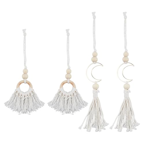SUPERFINDINGS 4 Stück 2 Stile Boho Wanddekoration Makramee Wandbehang Böhmische Quasten Dekorationen Böhmische Dekorwand Ästhetische Wohnzimmer Apartment Café von SUPERFINDINGS