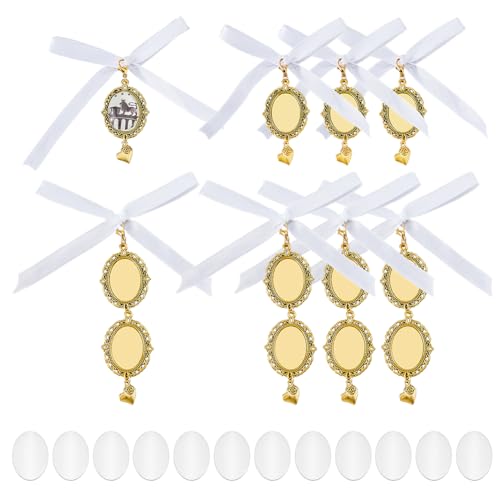 SUPERFINDINGS 4 Stück 2 Stile Hochzeits Erinnerungs Charm - Legierung Foto Blumenstrauß Antiker Goldener Braut Blumen für Hochzeitsstrauß Dekorationen - Länge: 7-10.8cm von SUPERFINDINGS
