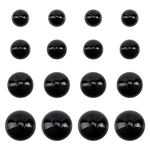 SUPERFINDINGS 40PCS 4 Größen Naturschwarzer Stein Flat Back Dome Cabochons Perlen Für DIY Schmuckherstellung (Kein Loch) von SUPERFINDINGS