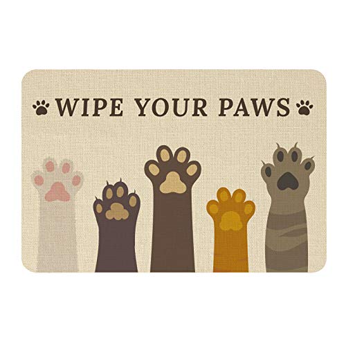 SUPERFINDINGS 40x60cm Haustürmatte Mit Rutschfester Gummiunterlage Cat Paw Ultra Absorb Mud Easy Clean Fußmatte Für Den Garageneingang Im Freien von SUPERFINDINGS