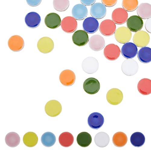 SUPERFINDINGS 45 Stück 9 Farben Runde Bunte Porzellan Mosaikfliesen Mehrfarbig Bulk 17mm Kreis Dekorative Mosaikfliesen Für DIY Mosaik Kunsthandwerk von SUPERFINDINGS