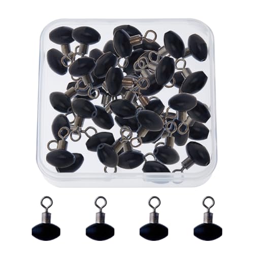 SUPERFINDINGS 50 Stück Schwarz Angeln Rollwirbel 1.3x0.65cm Fisch Pulley Schnurverbinder Angelgerät Schnurverbinder Angelgerät Running Slider Perle Swivel Riemenscheibe Linie Rig Angelgerät von SUPERFINDINGS