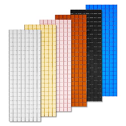 SUPERFINDINGS 6 Blatt Selbstklebende Acryl Mosaik Fliesen 6 Farben Kleine Quadratische Spiegel Mosaikbl?tter Mini Gr??e Spiegel Mosaik Aufkleber F¨¹r DIY Craft Bucket Party Innendekoration 8784pcs von SUPERFINDINGS