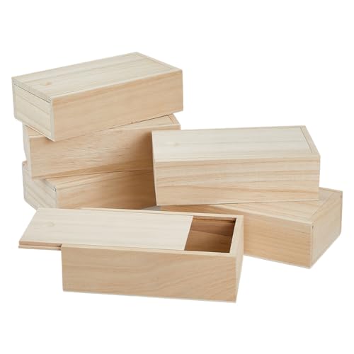 SUPERFINDINGS 6 Stück Holzkiste Mit Schiebedeckel 6.6x3.7(1)cm Unlackierte Holz Aufbewahrungsbox Kleine Holzkiste Schmuck Aufbewahrungsbox Mit Schiebedeckel von SUPERFINDINGS
