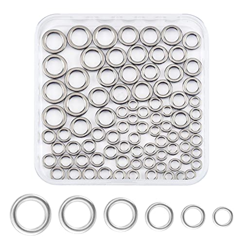 SUPERFINDINGS 60 Stück 6 Größen Rostfreier Drehbarer Fester Ring Runder Angelköderverbinder Hochfester Fester Ring Schnur Salzwasser Fester Ring Angeln Süßwasserschlaufe Für Salzwasser Süßwasser von SUPERFINDINGS