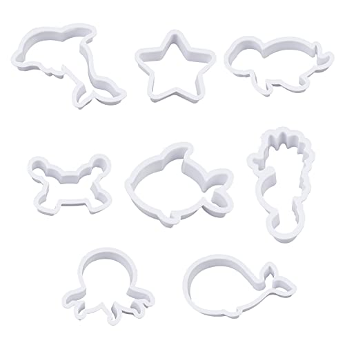 SUPERFINDINGS 8 Stil Kunststoff Ausstecher Polymer Clay Cutters Marine Animal Clay Cutter White Marine Life Cookies Fondant Form Für DIY Keks Backwerkzeug von SUPERFINDINGS