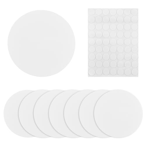 SUPERFINDINGS 8 Stück Flache Leere Kunststoffplatte 18cm Runde Wandlochabdeckung Mit 60 Stück Doppelseitigem Klebeband Staubdichte Flache Runde Mattierte Blindplatte von SUPERFINDINGS