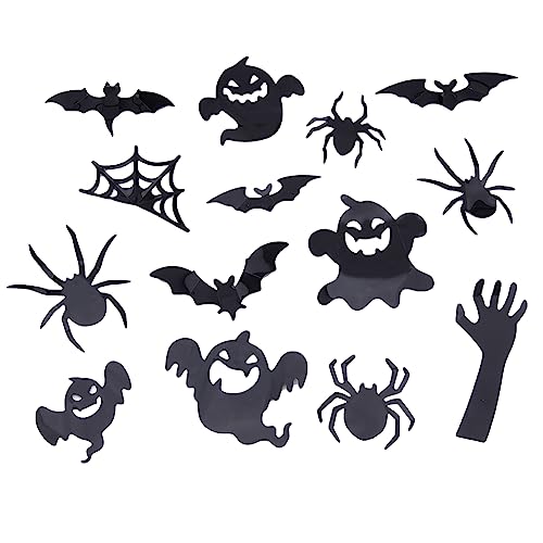 SUPERFINDINGS 87 Stück 3 Stile Halloween 3D Spinnen Fledermaus Geister Aufkleber PVC Schwarz Wanddeko Aufkleber Mit Doppelseitigem Schwammkleber von SUPERFINDINGS